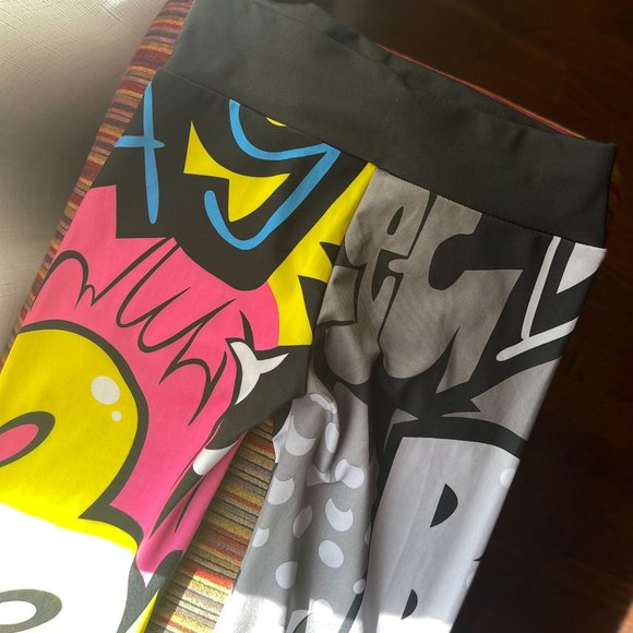 BOOM Colour/Black and White High Waist Graffiti Leggings - Picture 7 of 7